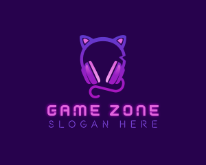 Cat Gaming Headphones logo design