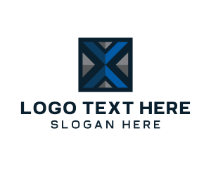 Hh - Technology Square Letter X logo design