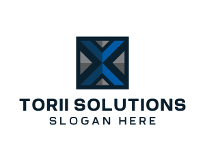 Technology Square Letter X logo design