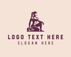 Dumbbell - Woman Workout Gym logo design