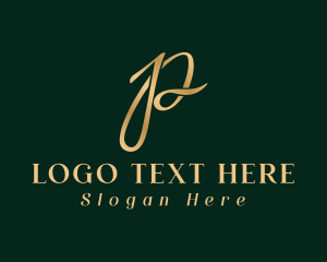 Handwritten - Gold Luxury Letter P logo design