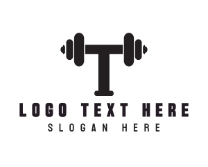 Weightlifting - Dumbbell Weights Letter T logo design