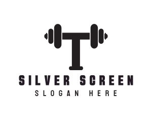 Weightlifting - Dumbbell Weights Letter T logo design