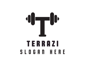 Dumbbell Weights Letter T logo design