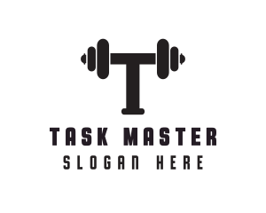 Dumbbell Weights Letter T logo design