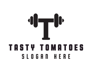 Dumbbell Weights Letter T logo design