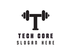 Dumbbell Weights Letter T logo design