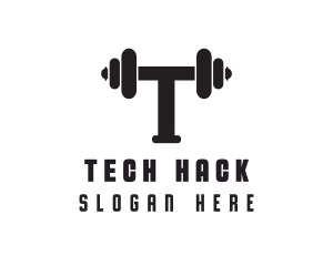 Dumbbell Weights Letter T logo design