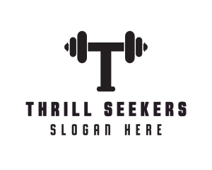 Dumbbell Weights Letter T logo design