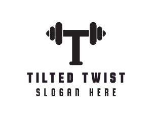 Dumbbell Weights Letter T logo design