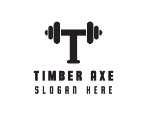 Dumbbell Weights Letter T logo design