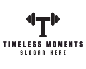 Dumbbell Weights Letter T logo design