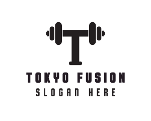 Dumbbell Weights Letter T logo design