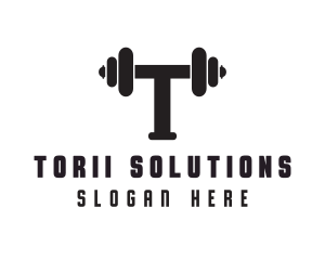 Dumbbell Weights Letter T logo design