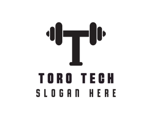 Dumbbell Weights Letter T logo design