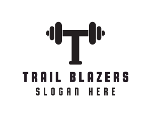 Dumbbell Weights Letter T logo design