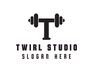 Dumbbell Weights Letter T logo design