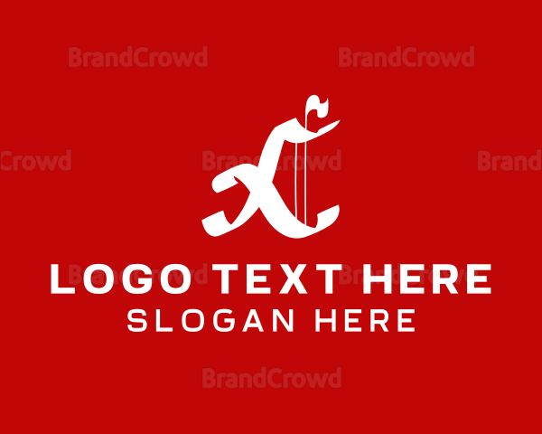 Red Abstract Gothic Letter X Logo