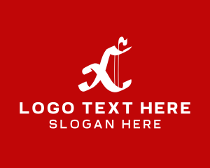 Tribal - Red Abstract Gothic Letter X logo design