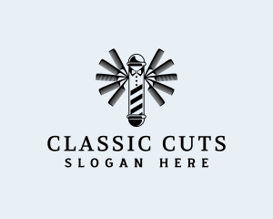 Barber Pole Comb  logo design