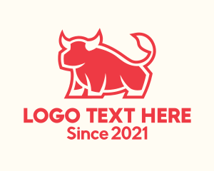 Farm Animal - Red Minimalist Bull logo design