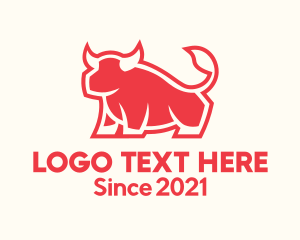 Bull - Red Minimalist Bull logo design