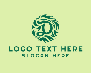 Natural Product - Green Organic Letter D logo design