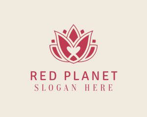 Red Lotus Flower logo design