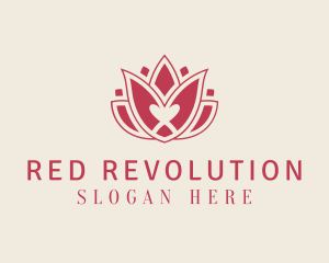 Red Lotus Flower logo design