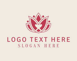 Skincare - Red Lotus Flower logo design
