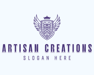 Artisanal Owl Crest logo design