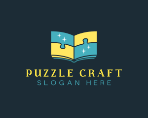 Book Puzzle Learning logo design