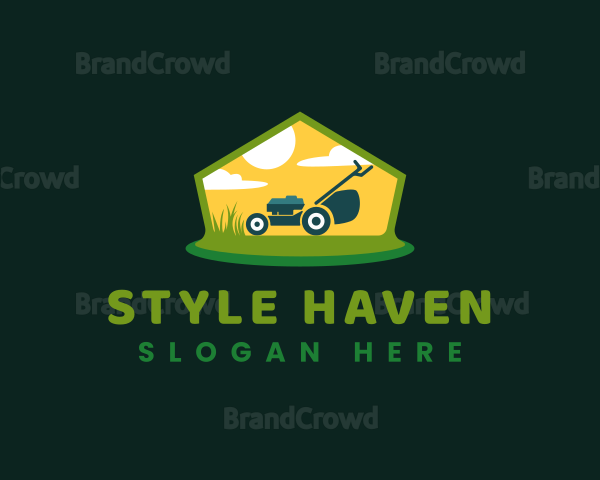 Lawn Mower Grass Logo