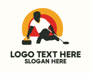 League - Curling Sport Athlete logo design