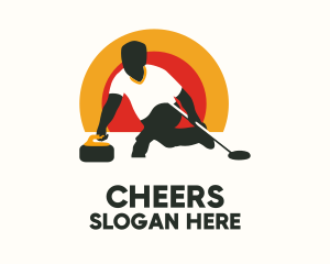 Curling Sport Athlete Logo