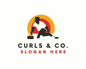 Curling Sport Athlete logo design