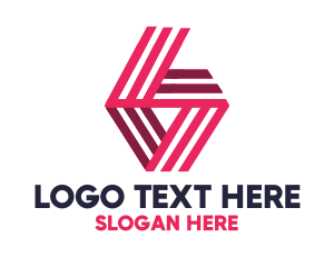 Number 6 - Pink Stripe Lettermark logo design