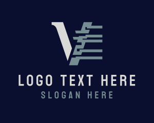 Internet - Glitch Cyber Technology Letter V logo design