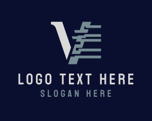 Virtual - Glitch Cyber Technology Letter V logo design