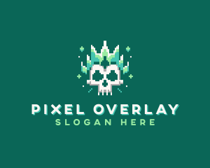 Pixelated Skull Fire logo design