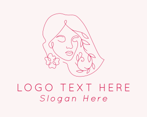 Hairdresser - Flower Beauty Cosmetics Woman logo design