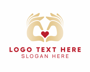 Online Relationship - Hand Heart Love logo design