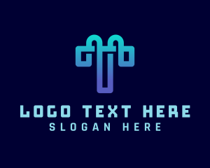 Monoline - Modern Digital Technology Letter T logo design