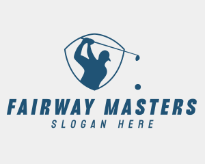 Golfer - Golf Swing Shield logo design