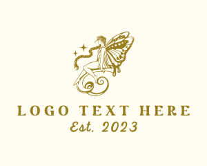 Gold - Butterfly Woman Goddess logo design