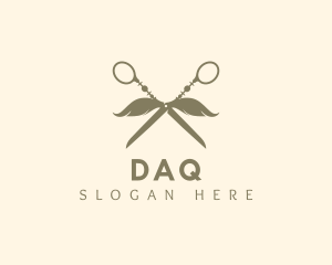 Barber Mustache Scissors Logo