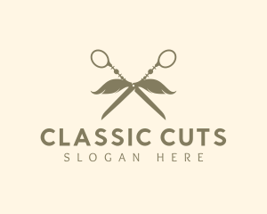 Barber Mustache Scissors logo design