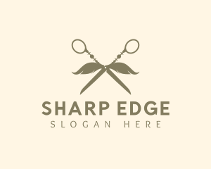 Barber Mustache Scissors logo design