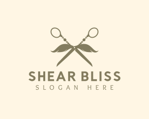 Barber Mustache Scissors logo design