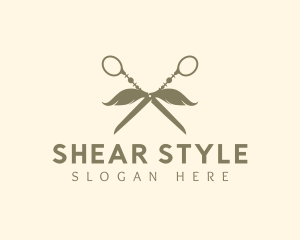 Shear - Barber Mustache Scissors logo design